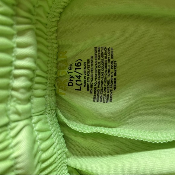 Boys 14/16 neon green shorts with black stripe. By Dry Tek. - Picture 3 of 3